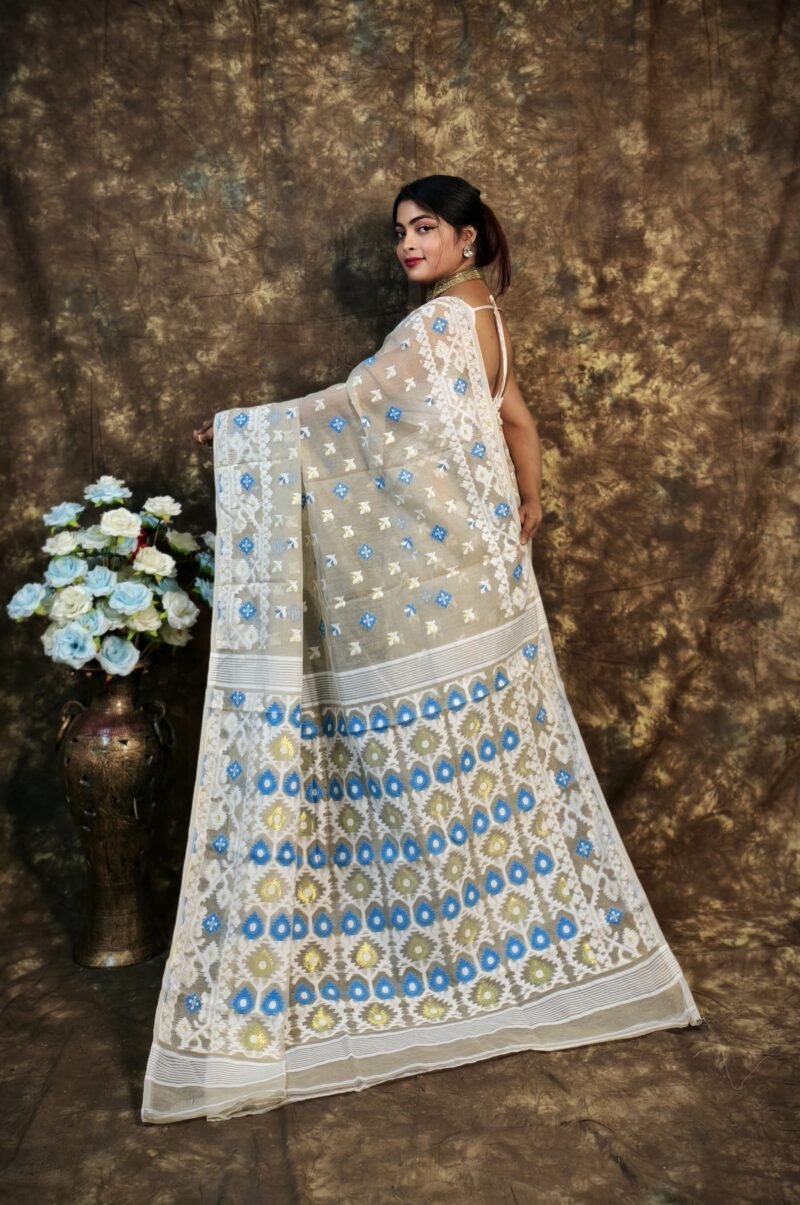 Shubhashini Allover Muga Soft Jamdani Saree - Image 4