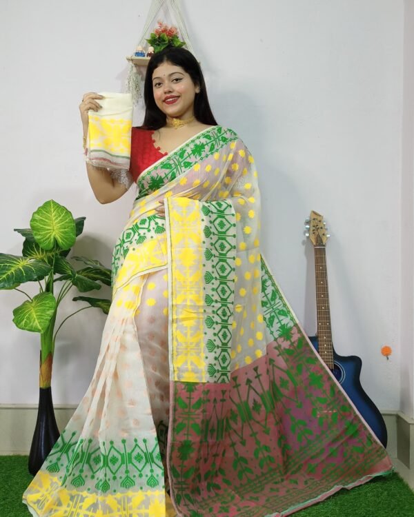 Fulljhuri Soft Cream Jamdani Saree