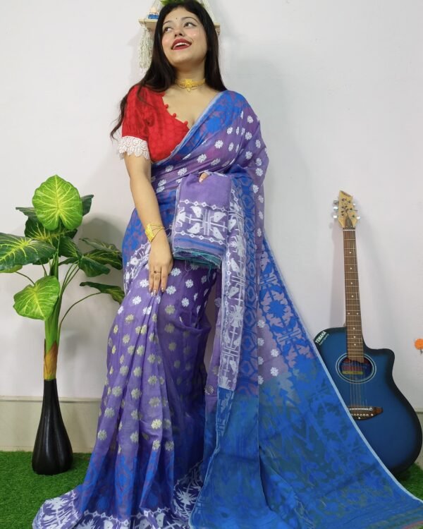 Fulljhuri Soft Purple Jamdani Saree