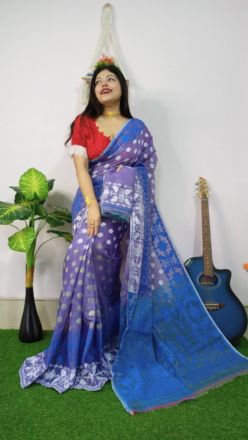 Fulljhuri Soft Purple Jamdani Saree