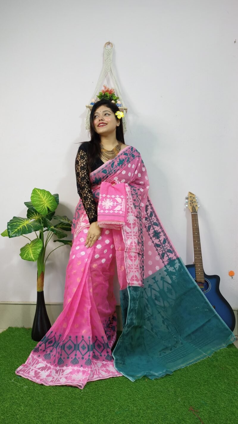 Fulljhuri Soft Pink Jamdani Saree