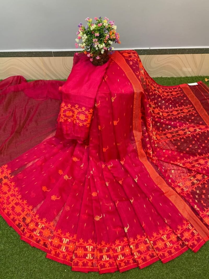 Nilanjona Soft Dip Pink Jamdani Saree