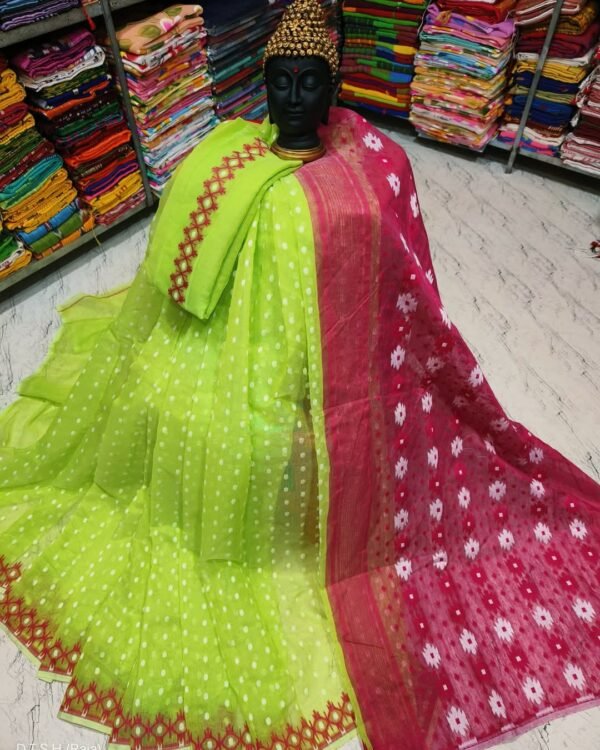 Rupnila Soft Light Green Jamdani Saree