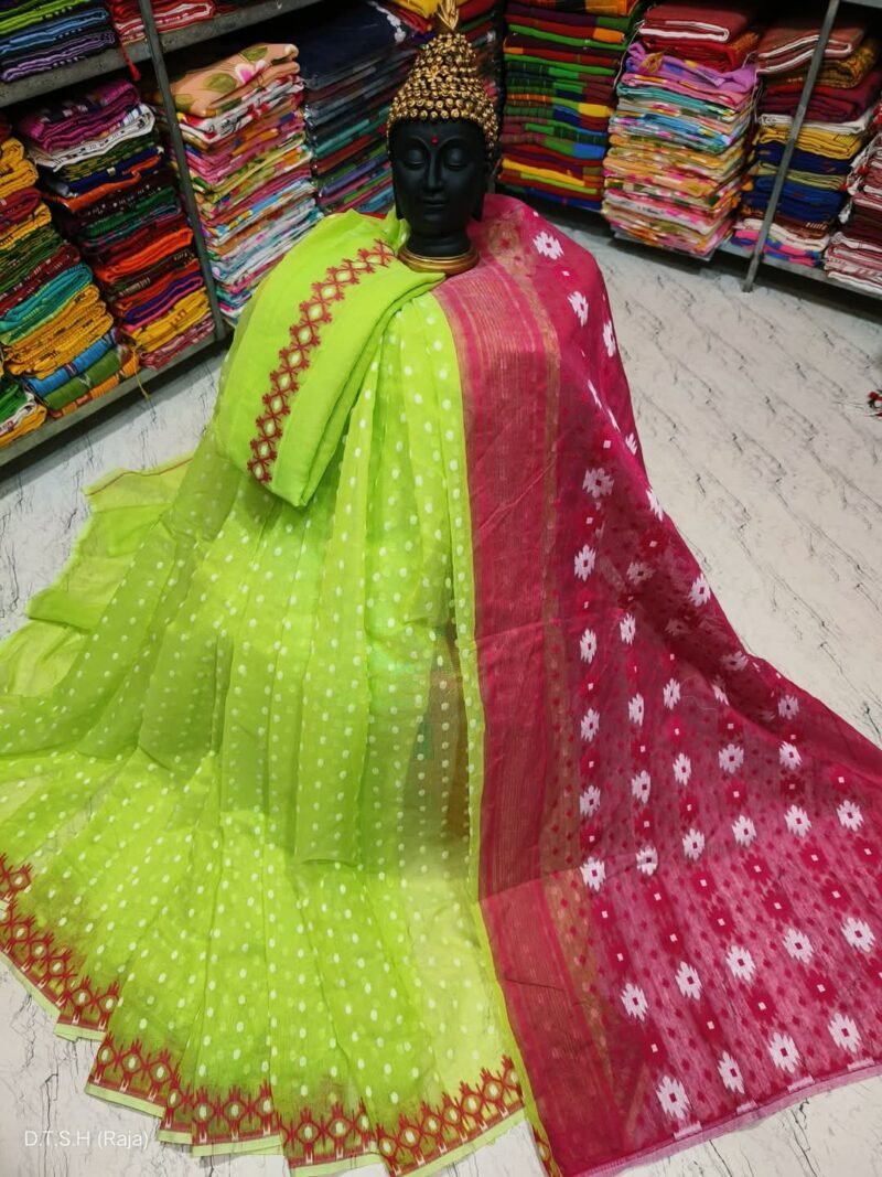 Rupnila Soft Light Green Jamdani Saree