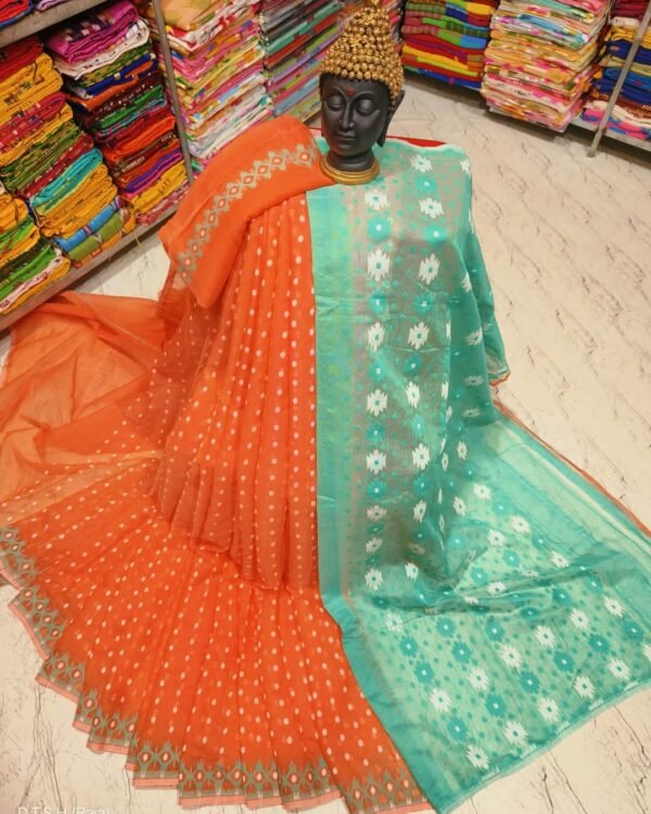 Rupnila Soft Orange Jamdani Saree