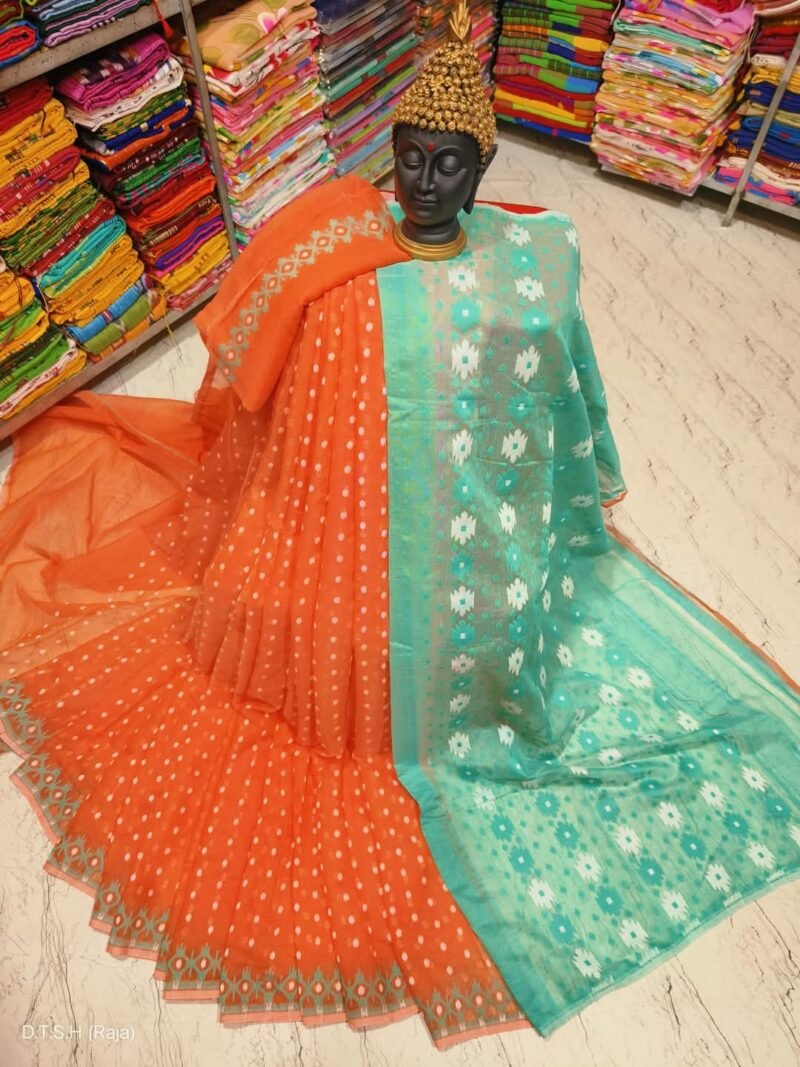Rupnila Soft Orange Jamdani Saree