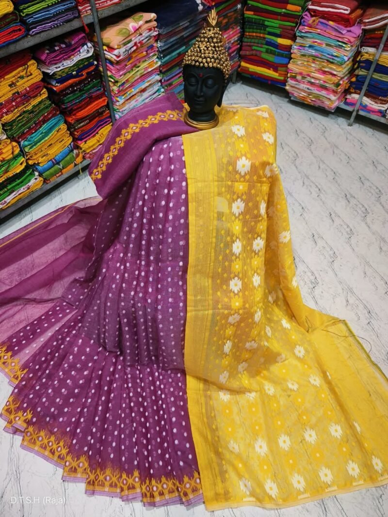Rupnila Soft Majenda Yellow Jamdani Saree