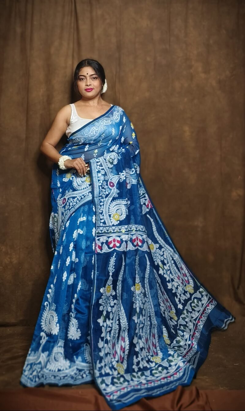 Subholata Soft Blue Jamdani Saree