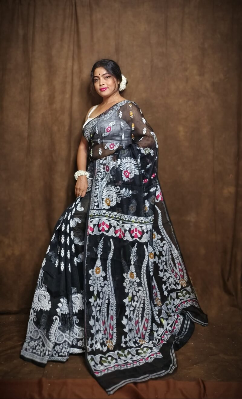 Subholata Soft Black Jamdani Saree