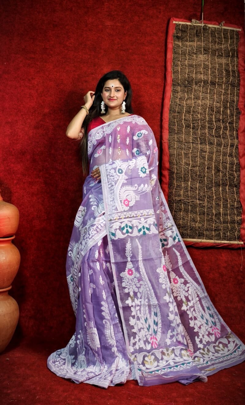 Subholata Soft Purple Jamdani Saree