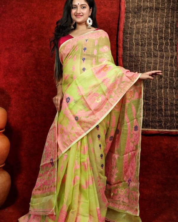 Subholata Soft Light Green Jamdani Saree