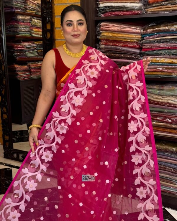 Lata Soft Rani Jamdani Saree