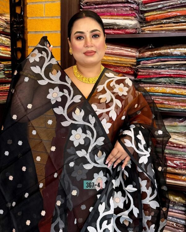 Lata Soft Black Jamdani Saree