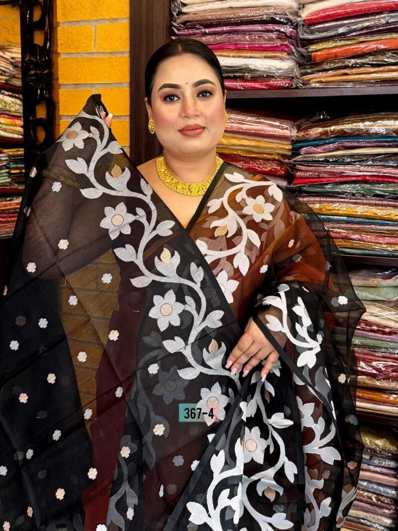 Lata Soft Black Jamdani Saree