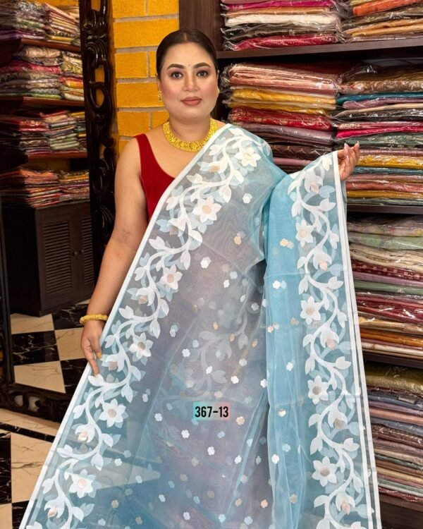 Lata Soft Sky Blue Jamdani Saree