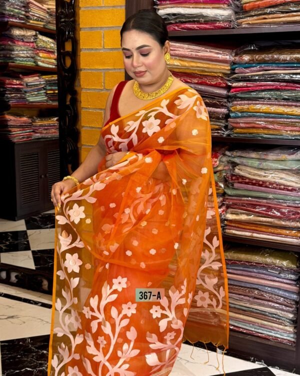 Lata Soft Orange Jamdani Saree
