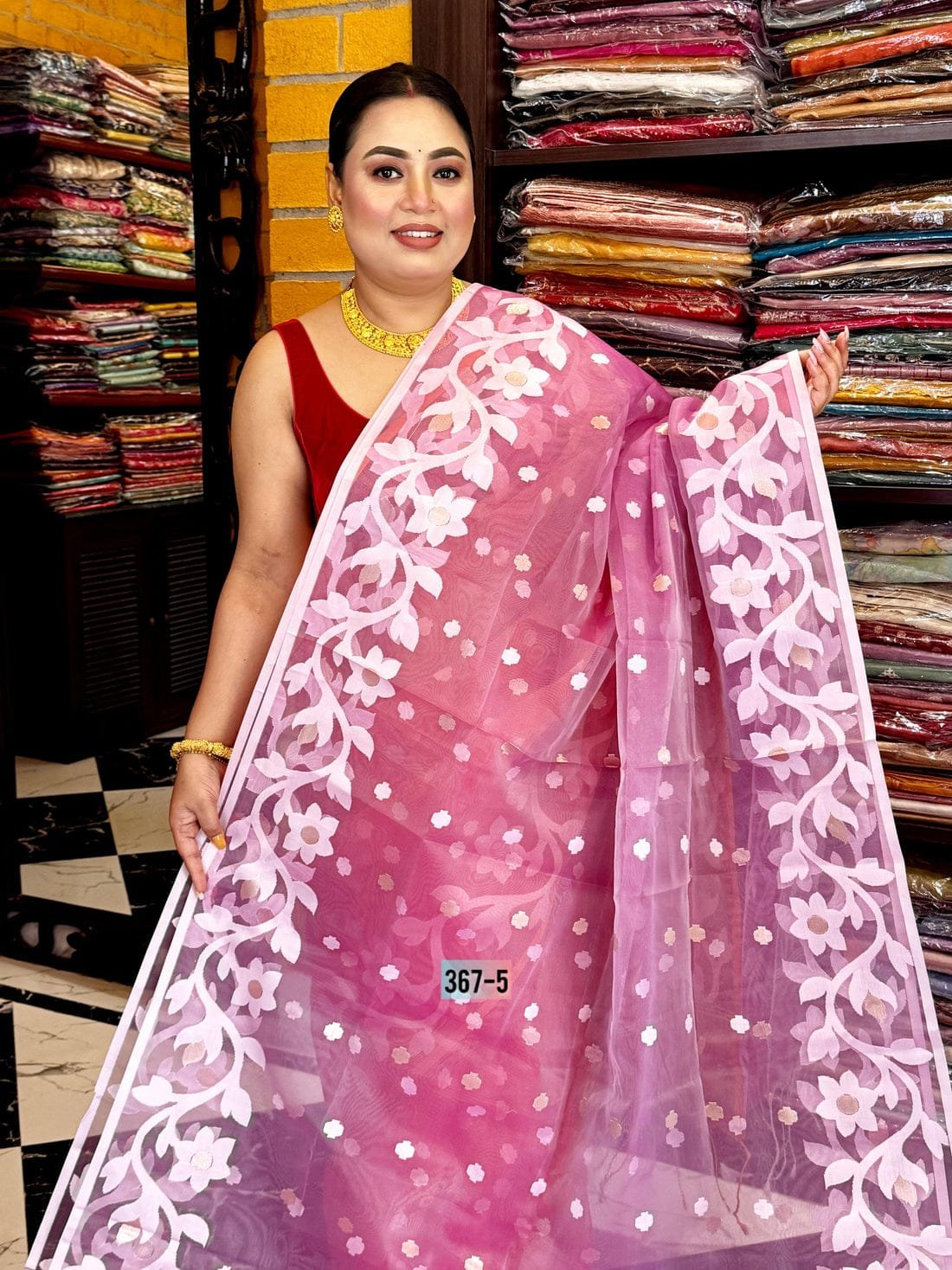 Lata Soft Lavender Jamdani Saree