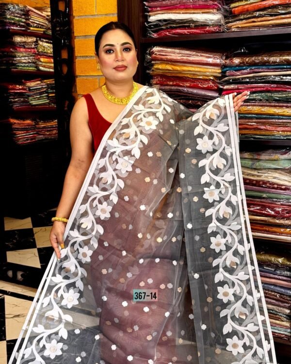 Lata Soft Grey Jamdani Saree