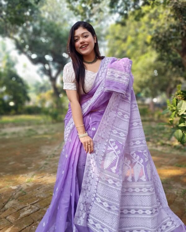 Achol Karat Purple Soft Jamdani Saree