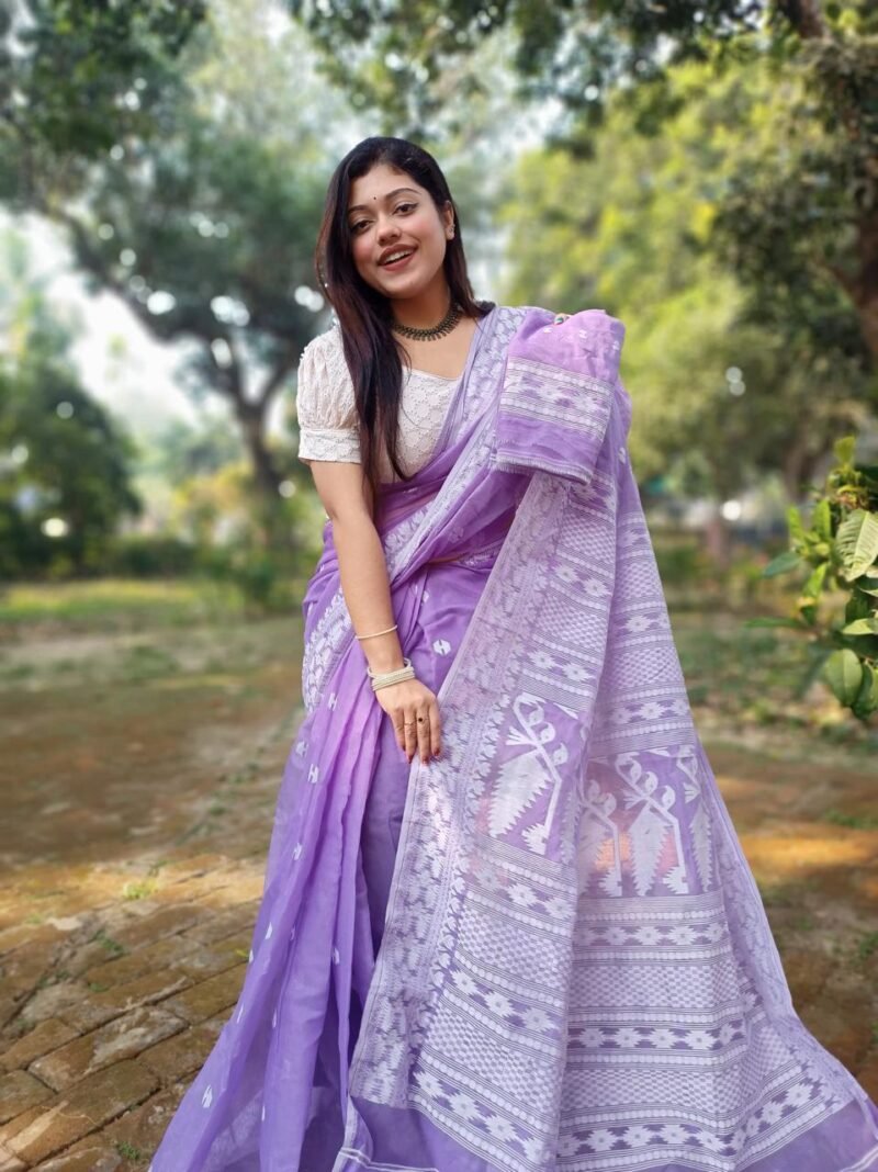 Achol Karat Purple Soft Jamdani Saree