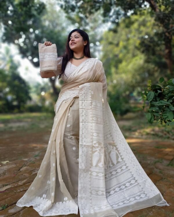 Achol Karat Off White Soft Jamdani Saree