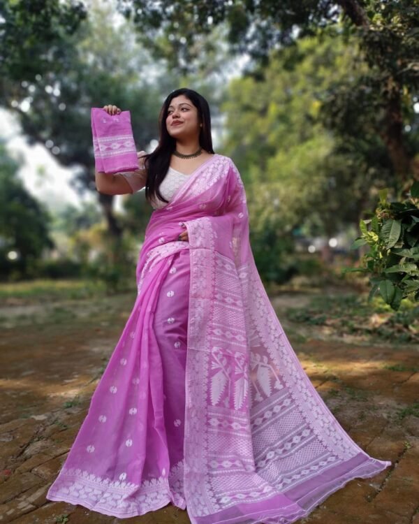 Achol Karat Lavender Soft Jamdani Saree