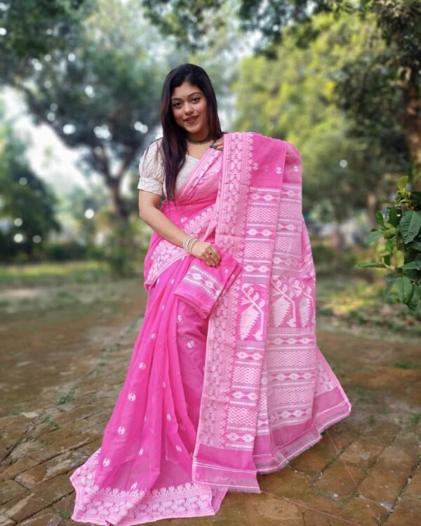 Achol Karat Pink Soft Jamdani Saree