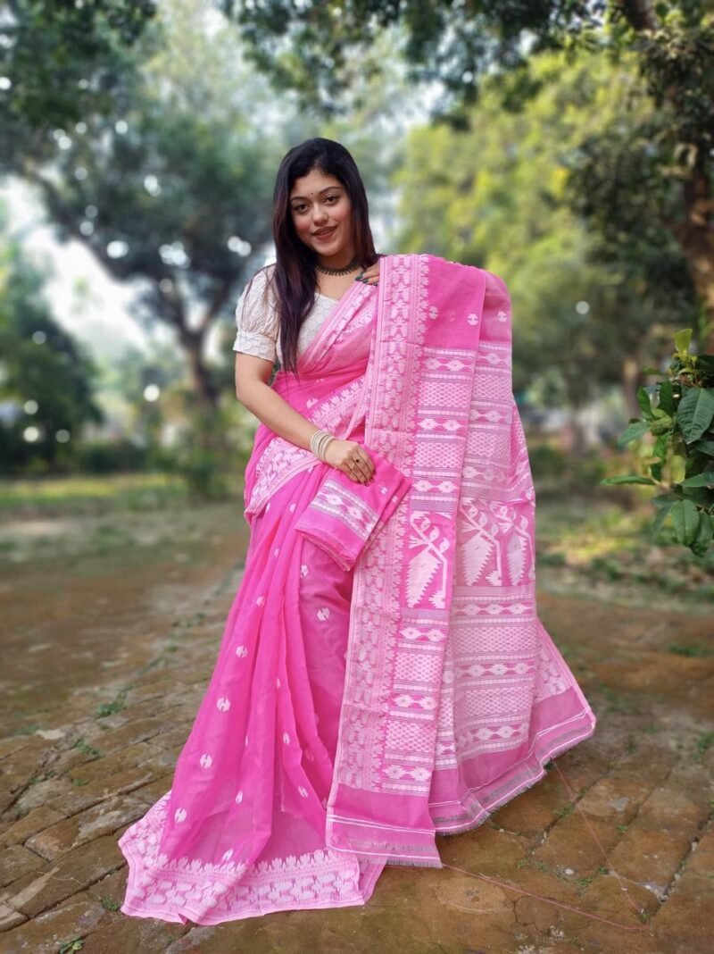 Achol Karat Pink Soft Jamdani Saree