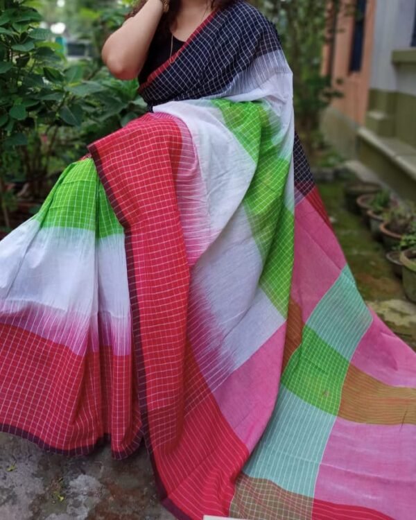 Ikkat 3D Soft Multicolour Khadi Saree