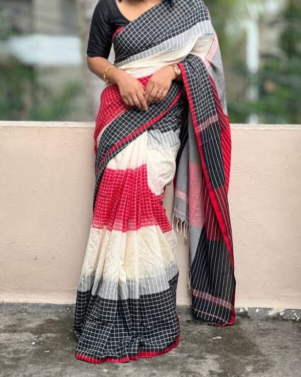 Ikkat 3D Soft Multicolour Khadi Saree
