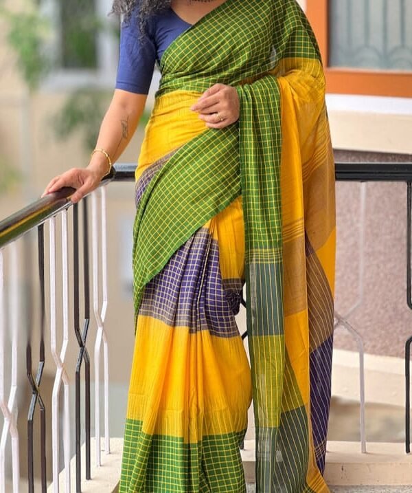 Ikkat 3D Soft Multicolour Khadi Saree