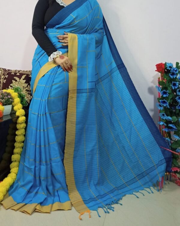 Itbuti Soft Blue Khadi Saree