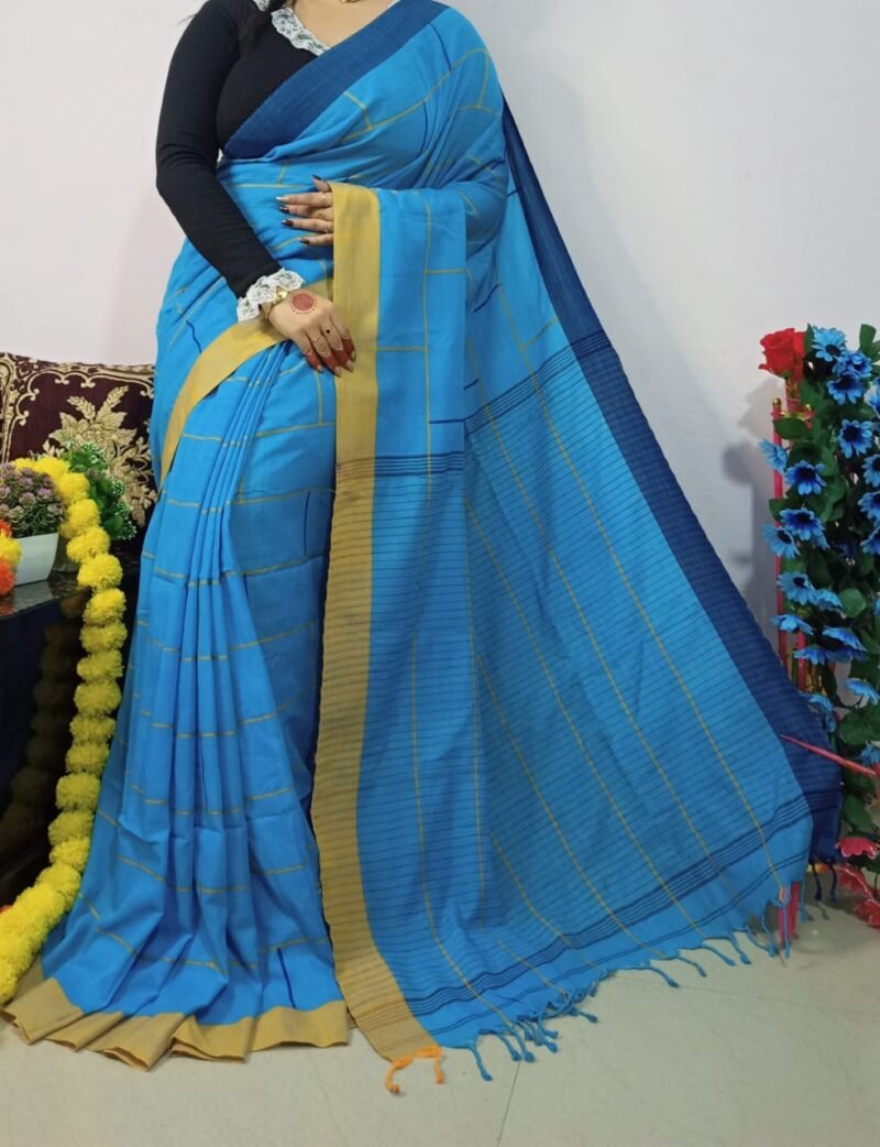 Itbuti Soft Blue Khadi Saree
