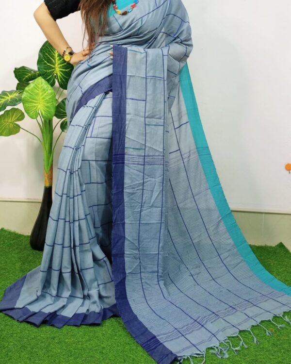 Itbuti Soft Grey Khadi Saree