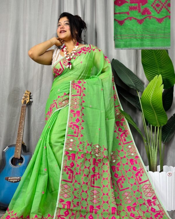 Banarosi Green Soft Jamdani Saree