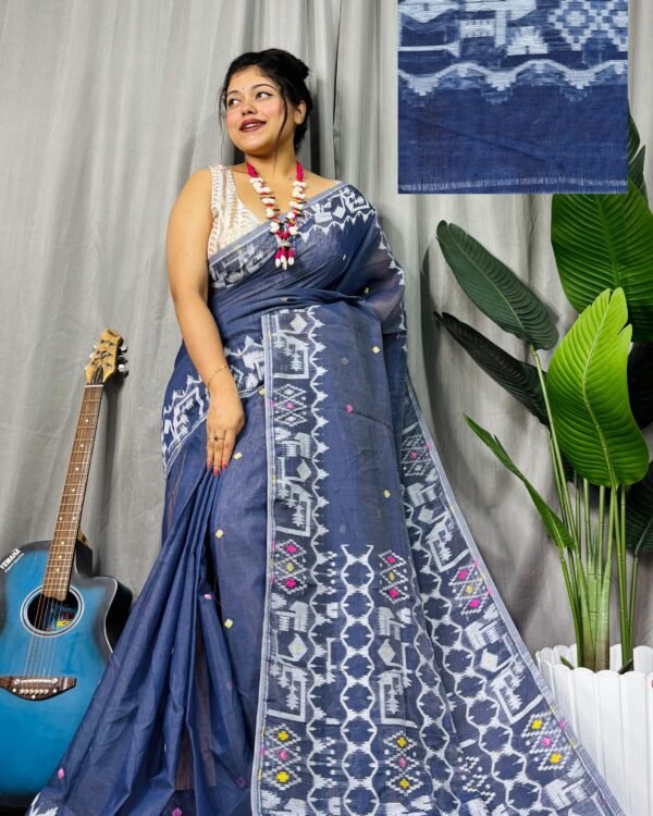 Banarosi Grey Soft Jamdani Saree