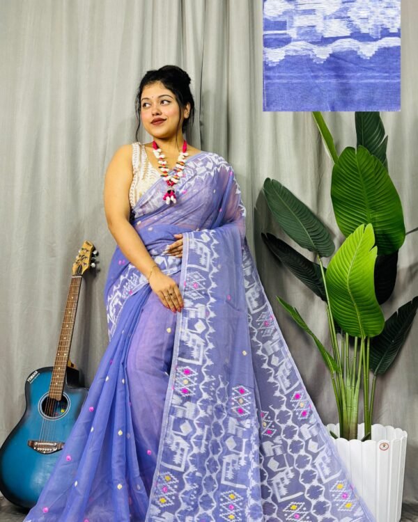 Banarosi Purple Soft Jamdani Saree
