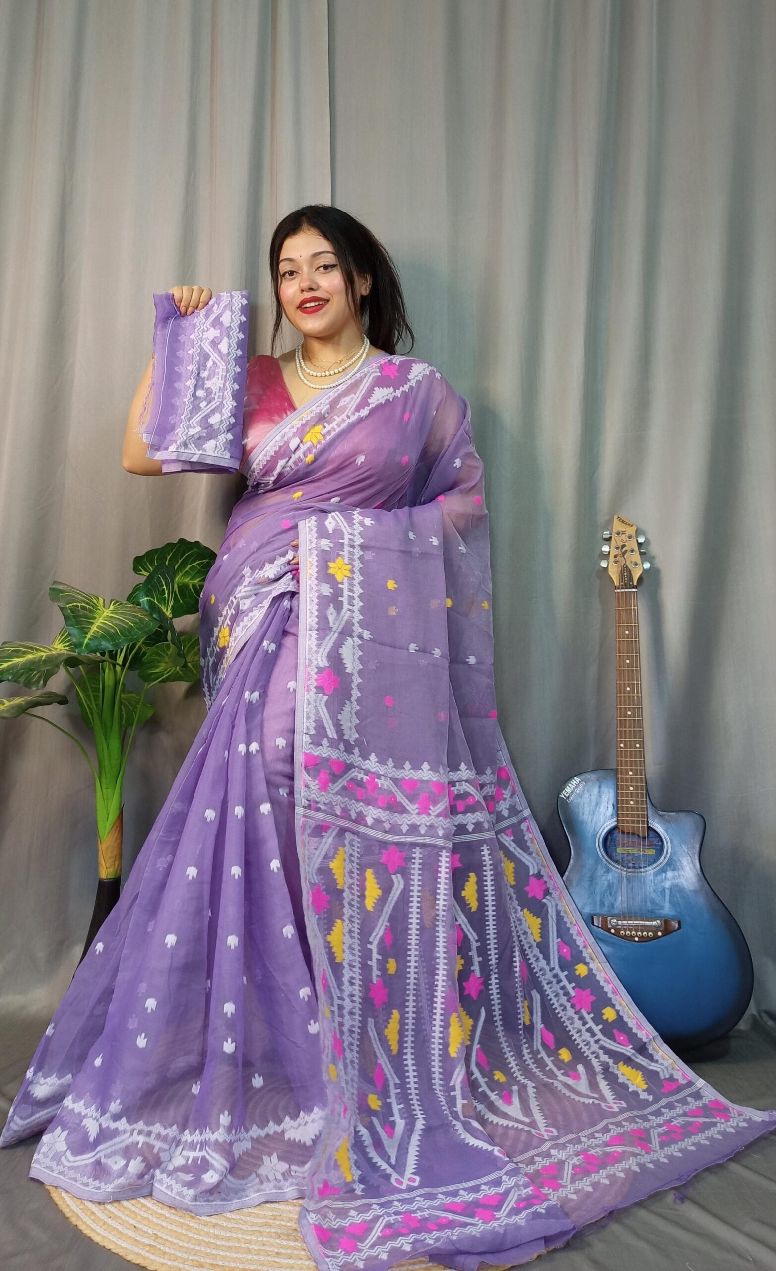 Nokshimala Soft Purple Jamdani Saree