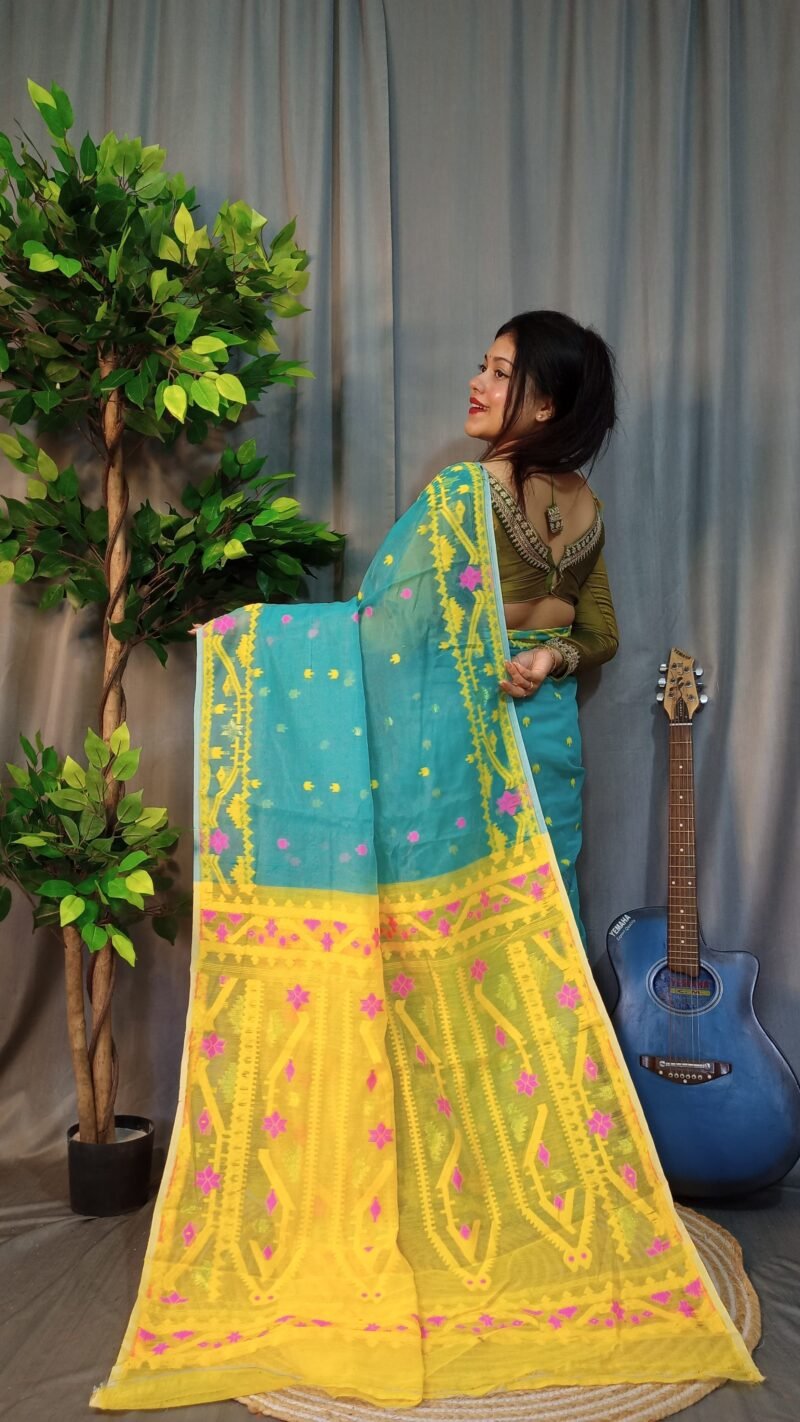Nokshimala Soft Firoja Jamdani Saree - Image 3