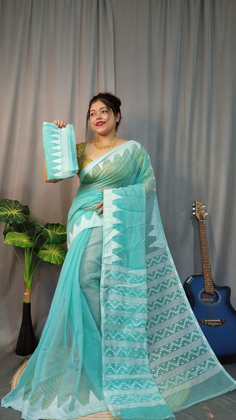 Nabonita Soft Firoja Jamdani Saree - Image 2