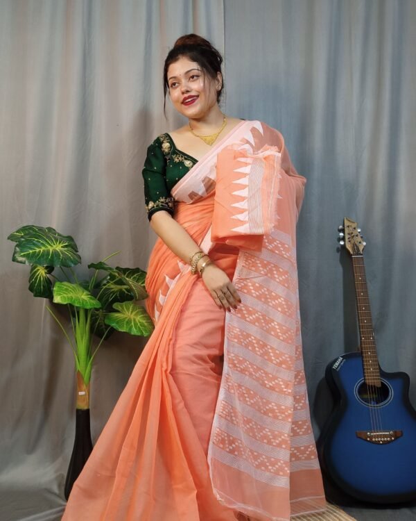 Nabonita Soft Peach Jamdani Saree