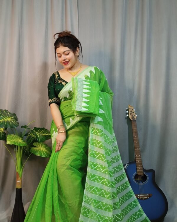 Nabonita Soft Green Jamdani Saree