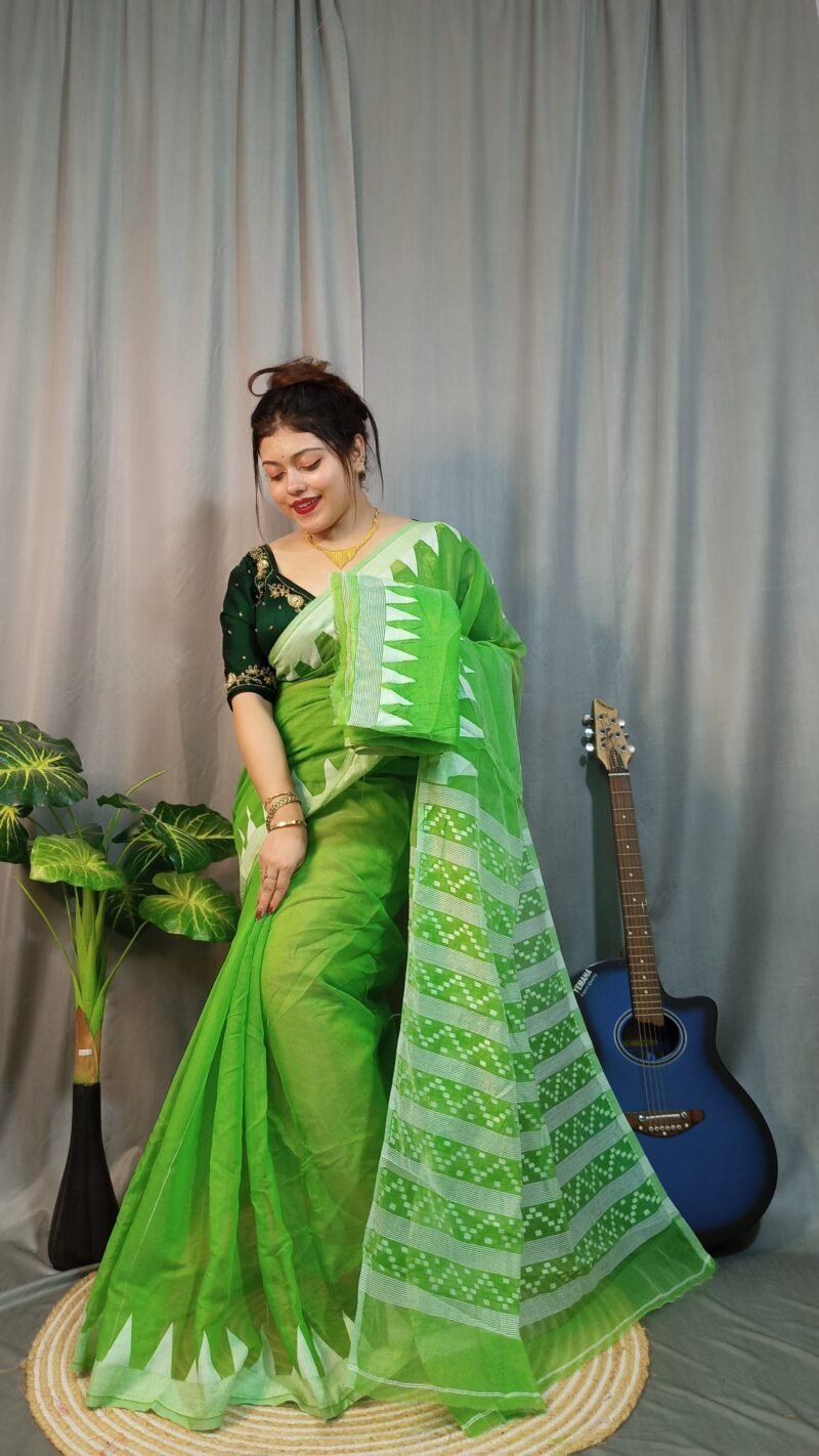 Nabonita Soft Green Jamdani Saree