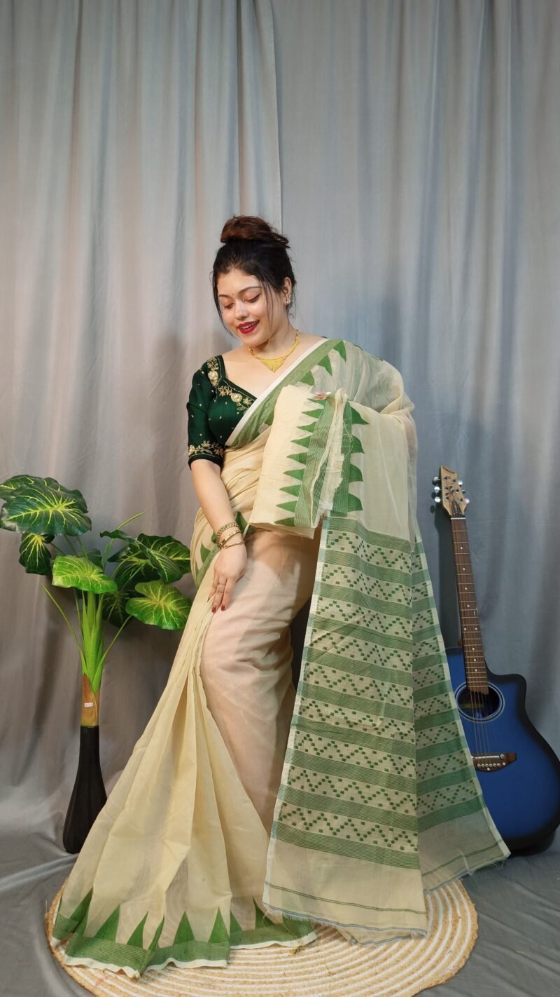 Nabonita Soft Cream Pasta Jamdani Saree