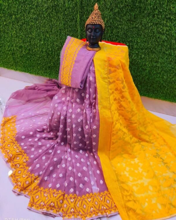 Triul Soft Lavender Jamdani Saree