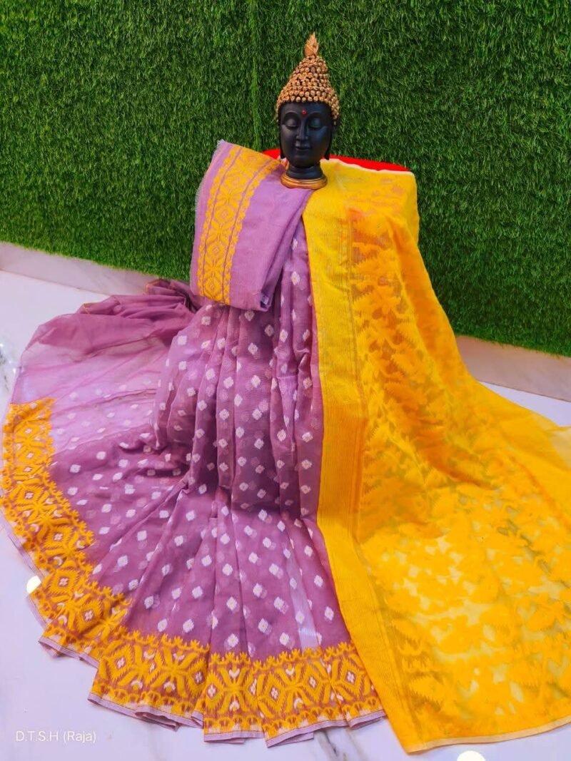 Triul Soft Lavender Jamdani Saree
