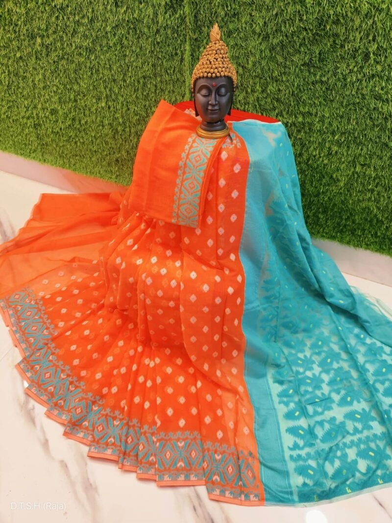 Triul Soft Orange Jamdani Saree