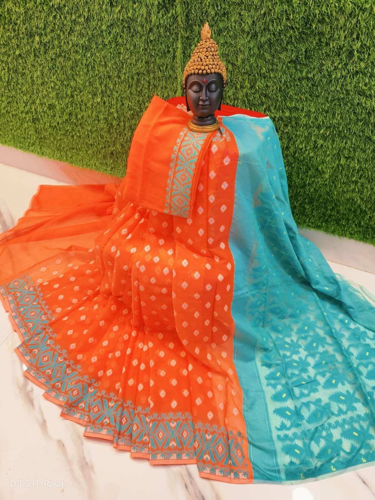 Triul Soft Orange Jamdani Saree