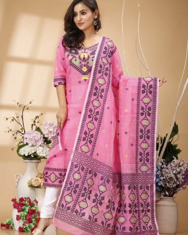 Four Leaf Paddokanok Unstitched Jamdani Kurti Set