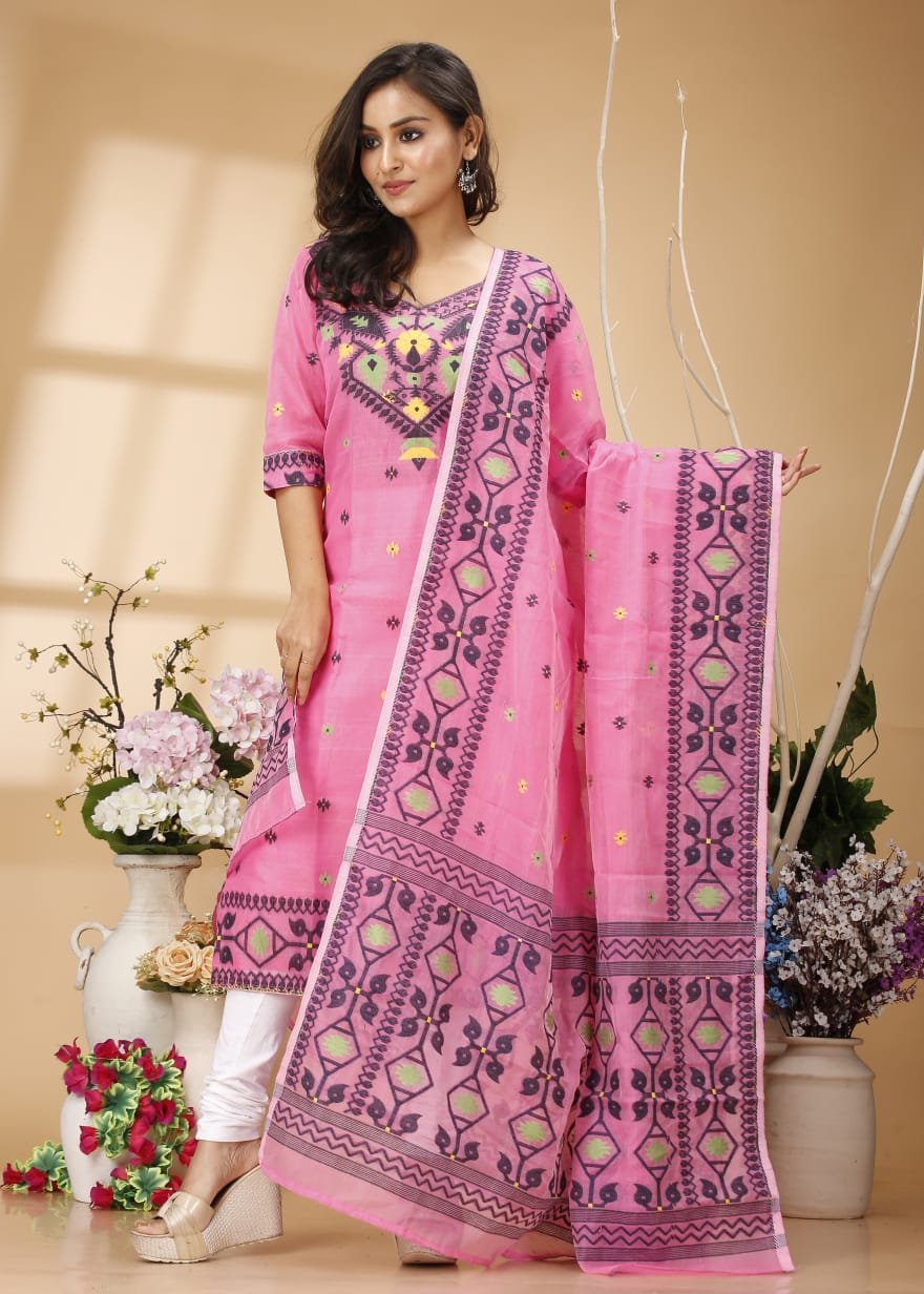 Four Leaf Paddokanok Unstitched Jamdani Kurti Set